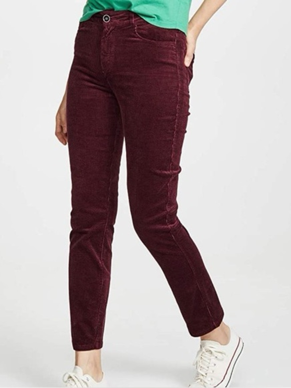PAIGE Hoxton Ankle Burgundy Corduroy Pants Size‎ 28